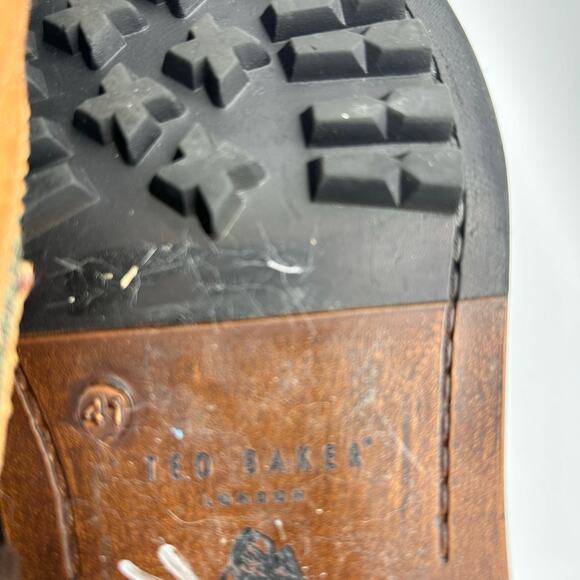 Ted Baker London Brogue Wingtip Shoes Brown Leather & Wool Saddle Oxford Men 41 - Picture 6 of 13